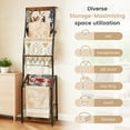 thumbnail image 6 of Blanket Ladder, 7 Tier Blanket Ladders for The Living Room,Wooden Ladder Shelf with Hooks, 5.5ft Blanket Holder Rack Farmhouse Ladder Rack for Storage and Home Decor, Rustic Brown and Black, 6 of 6