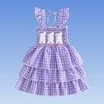 thumbnail image 4 of Vestido sin mangas con cuello redondo hasta la rodilla para niñas, moderno e informal, de verano, dulce, elegante y adorable, con estampado de cuadros de conejito de Pascua, vestido de poliéster para, 4 of 5