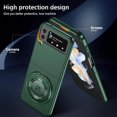 thumbnail image 5 of Magnetic Case for Samsung Galaxy Z Flip 4 Case with Kickstand & Ring Holder, [Compatible with MagSafe Charging] Slim Ultra PC Back Scratch-Resistant Military Grade Shockproof Case, Green, 5 of 14