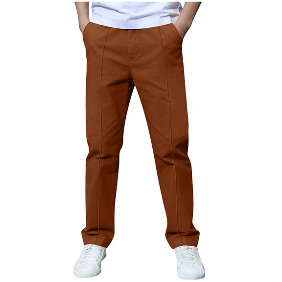 SAWOBUUN Boys Pleat Front Pants Classic Relaxed Fit Pants Casual School Uniforms Trousers with Pockets