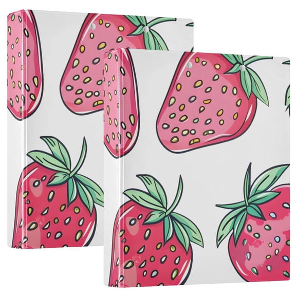 Strawberries 3 Ring Binders 1.5 inch Hardcover File Folders with Interior Pockets A4 Size Organizer for School Office Hospital