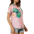 thumbnail image 5 of INSPIRE CHIC Valentine's Day Women's Shirts Hawaiian Short Sleeve Tropical Floral Button Down Tops S Dusty Pink, 5 of 9