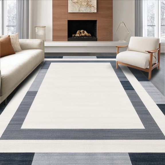 ODIKA 4'x6' Machine Washable Non-Slip Area Rug, Geometric Modern High Traffic Rug, Gray, 153686