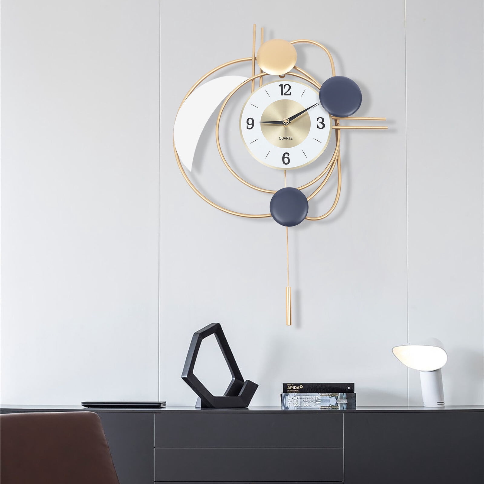 Wall-mounted Decor Clock, Nordic Style, Hanging Clocks, Metal, 3D Mute Design, Modern Clock for Home
