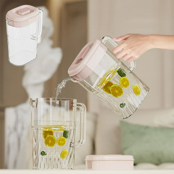sruoe Pitchers for Beverages, Pitcher with Lid, Large Capacity Kettle, Juice Pitcher, Handle Water Pitcher for Iced Tea Coffee, Juice Jug, Dishwasher Safe Cold Water Pot, Lemonade, Plastic