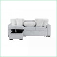 thumbnail image 3 of Light Grey/White Reversible Pull-Out Sofa Bed | Square Arms | Fabric Upholstery | Cushion Back - Transitional Style Living Room Sofa, 3 of 12