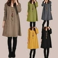 thumbnail image 3 of Vestido de mujer de otoño invierno, vestido suelto de manga larga con cuello en V Eccomum XL negro, 3 of 7