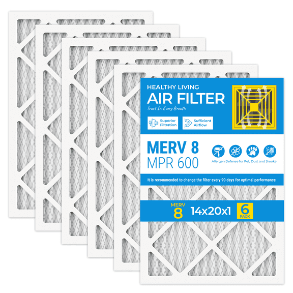 SUIXINEYI MERV8 14x20x1 HVAC Air Filter MPR600 Pleated Furnace for Home,6 Filters