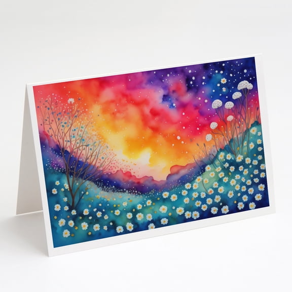 Gypsophila in Color Greeting Cards and Envelopes Pack of 8 7 in x 5 in