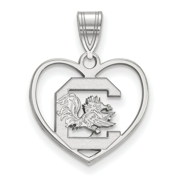 Women's South Carolina Gamecocks Sterling Silver Logo Heart Pendant