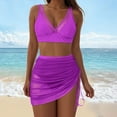 thumbnail image 5 of zaveiop Womens Swim Skirt High Waisted Bikini Sets Tummy Control Swimsuits Mesh Sarong Wraps Bathing Suits (Purple, L), 5 of 9