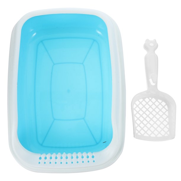 Caja de arena para gatos semicerrada con pala y contenedor para arena para gatos
