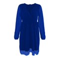 thumbnail image 4 of Lopecy-Sta Womens Dresses V Neck Faux Wrap Elastic Waist A Line Mini Dress Long Sleeve Chiffon Overlay Fit for Wedding Guest Dinner Date Semi formal Events, 4 of 6