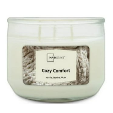 Mainstays 3-Wick Glass Jar Candle, Cozy Comfort, White, 11.5 oz