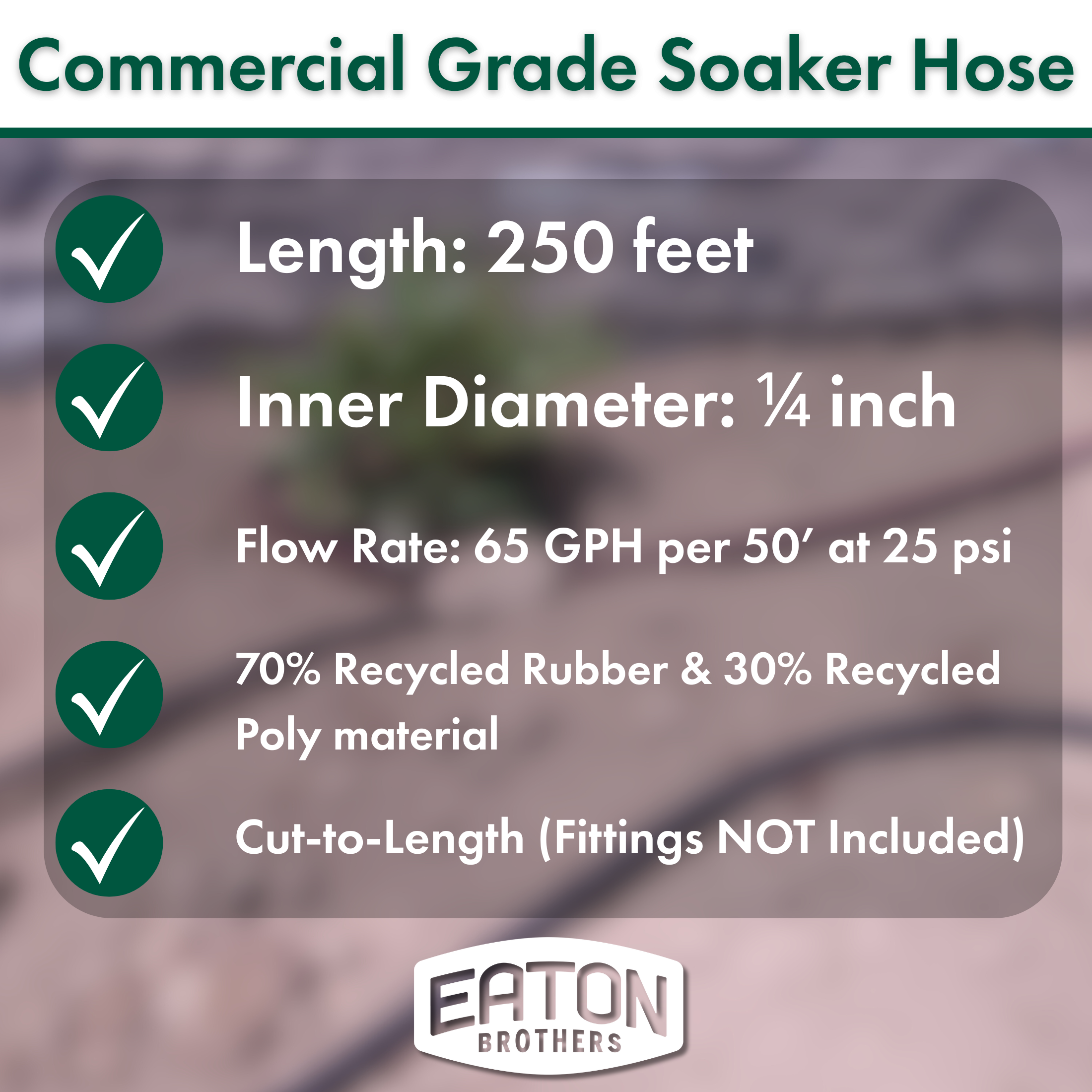 Eaton Brothers Bulk Soaker Hose, 250 ft, 1/4" Inner Diameter, No-End Flexible Drip Watering Line for Gardens and Raised Beds