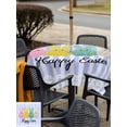 thumbnail image 4 of Easter Purple Striped Outdoor Tablecloth - 60x60 Inch Square Dining Table Cover, Spring Colorful Bunny Polka Dot Waterproof Outdoor Table Cloth with Umbrella Hole & Zipper for Picnic/Patio/Party, 4 of 7