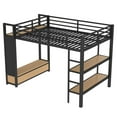 thumbnail image 4 of HICOMILA Full Size Loft Bed with Wardrobe, Metal Loft Bed Frame with Storage Shelves & Pegboard, Space-Saving Black Full-size Loft Bed with 2 Drawers, Black, 4 of 9