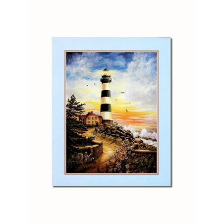 - Lighthouse with Victorian Cottage by the Sea #2 Wall Picture 8x10 Art Print