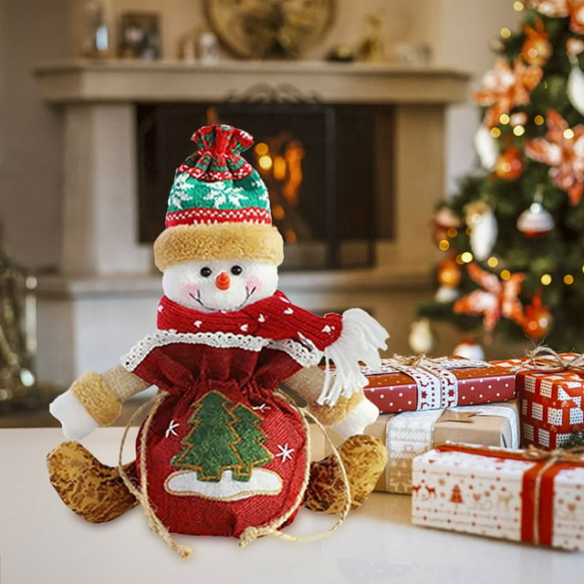 Bolsa de regalos navideños, diseño de Papá Noel, decoración festiva, bolsa de regalos navideños con cordón, 26 x 28 x 10 cm para regalos, fiestas y regalos para medias