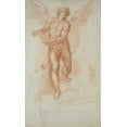 thumbnail image 2 of Roncalli, Cristoforo 16x24 White Modern Wood Framed Museum Art Print Titled - An Angel Holding a Book (recto); Three Studies of a Falling Male Figure (verso), 2 of 4