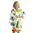 thumbnail image 3 of WhouRiu Toddler Girl' Bathrobe Flannel Cartoon Print Long Sleeve Hooded Nightwear Cozy Warm Soft Winter Bathrobes Orange,Sized 3-4, 3 of 3