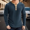 thumbnail image 4 of Mens Tshirts Long Sleeve Crew Neck Henley Shirts Loose Fit Navy Shirt with Button Mens Hiking Shirt, 4 of 4