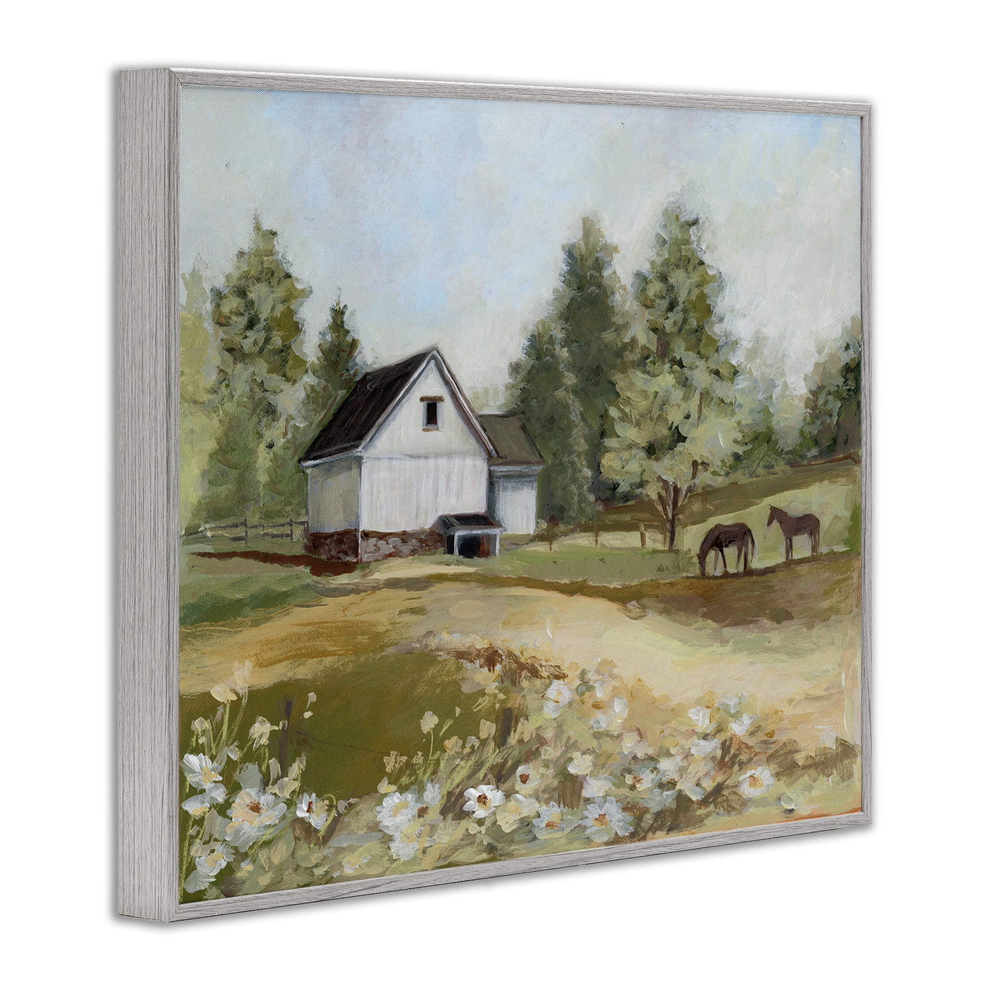 Stupell Industries Barn Field Landscape Gray Framed Giclee Art, design by Susan Winget