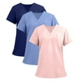 thumbnail image 2 of 3 Pack Pink V-Neck Women Scrub Tops – Soft Stretch with 3 Pockets for Medical & Nursing Use 3XL, 2 of 7