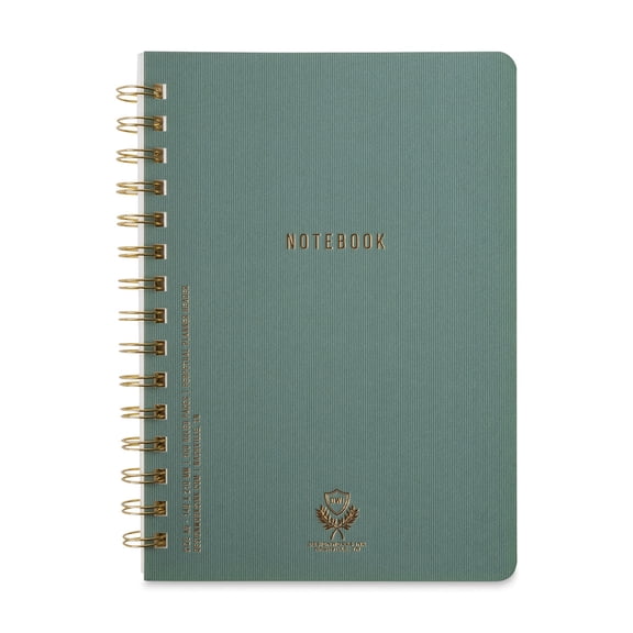 DesignWorks Ink Twin Wire Bound Crest Notebook - Juniper, 6" x 8-1/4"