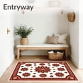 thumbnail image 3 of ODIKA 8'x10' Machine Washable Non-Slip Area Rug, Festive Poinsettia Floral Medallion Anti Slip Christmas High Traffic Rug with Pad, Red, 507075, 3 of 8