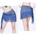 thumbnail image 4 of SMihono Women Tassel Belly Dance Hip Scarf Hollow Out Tie up Triangle Waist Belt Skirt Summer Beach Cover up Blue 4-10, 4 of 4