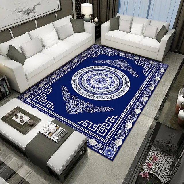 Beijing Style Carpets for Living Room Coffee Table Chinese Style Large Area Rugs for Bedroom Bedside Study Non-slip Floor Mat My Lux Decor Round