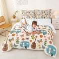thumbnail image 3 of Erosebridal Teens Cartoon Floral RV Car Full Size Comforter Sets 3 Pieces,Girls Boys Happy Camping Butterflies Guitar Bedding Sets,Breathable Home Decor, 3 of 6