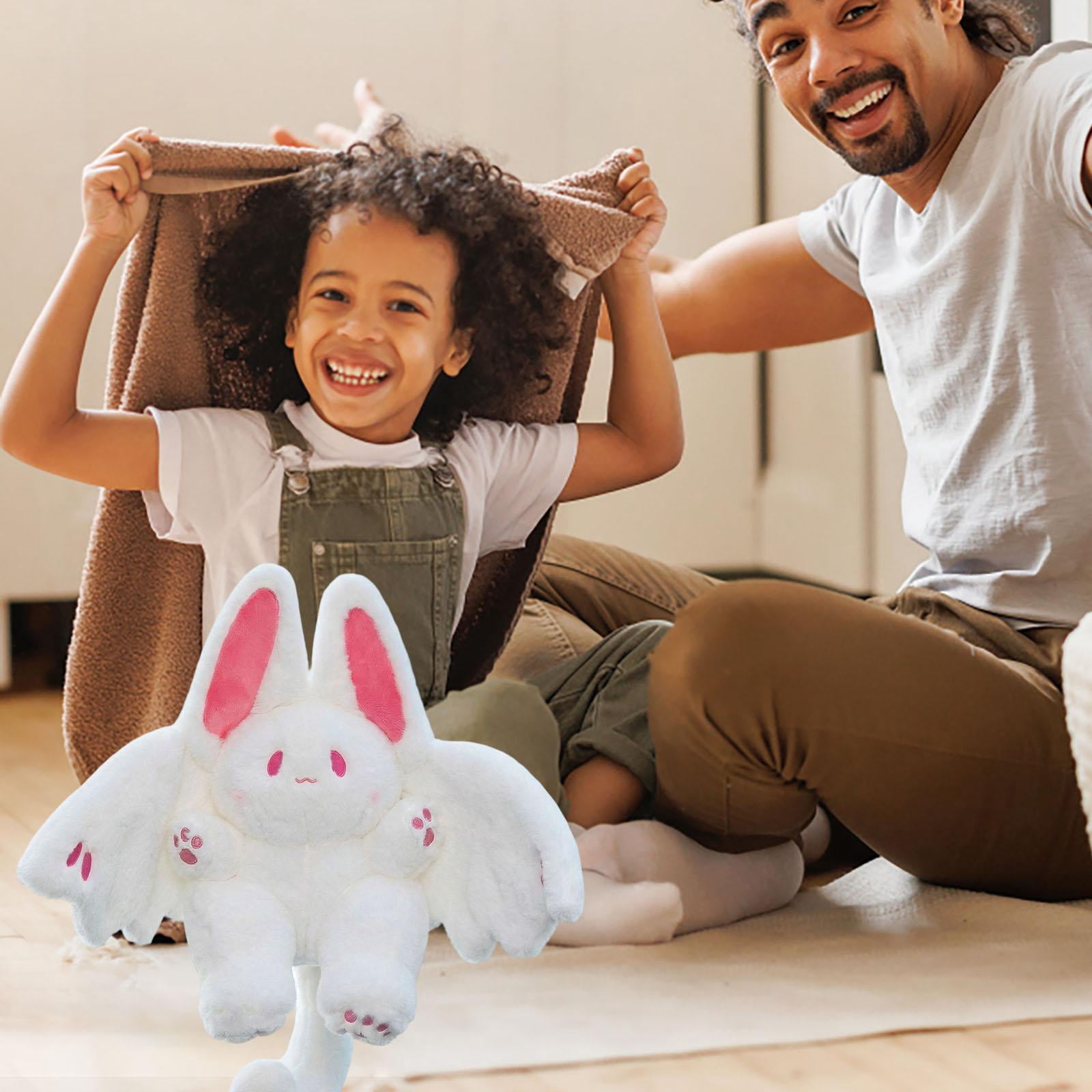 Flying White Rabbit Bat Plush Toy, Stuffed Animal with Bat Wings - Soft, Cuddly, Fluffy, Comfortable for Hugging - For Kids, Adults, Bedroom Decoration, Playtime, Birthday Gifts, Xmas Presents, Home