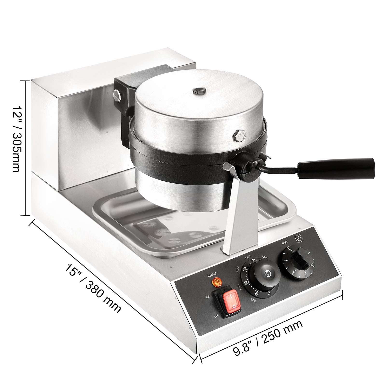 Euro Round Rotating Waffle Maker - 180° From MAYFAIR - Silver