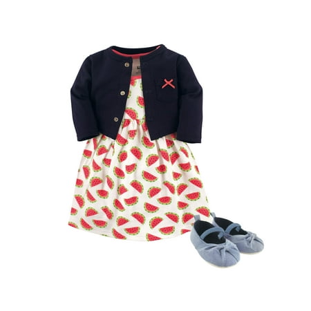 Cardigan, Dress & Shoes, 3pc Outfit Set (Baby Girls)