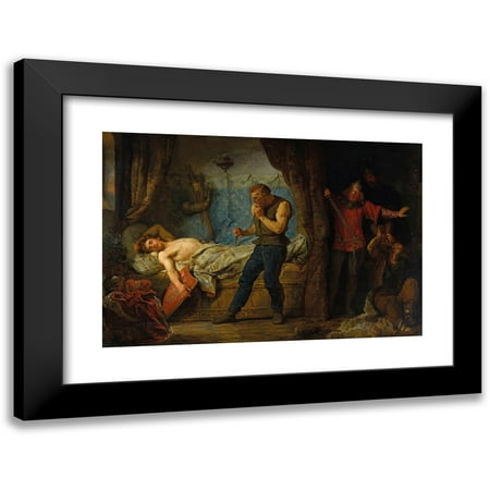Wojciech Gerson 14x11 Black Modern Framed Museum Art Print Titled - Death of Przemyslaw (1881)