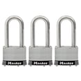 thumbnail image 1 of Candado de Acero Inoxidable Master Lock Exterior Llave Paquete de 3 Unidades, 1 of 7