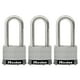 thumbnail image 1 of Candado de Acero Inoxidable Master Lock Exterior Llave Paquete de 3 Unidades, 1 of 7