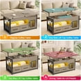 thumbnail image 6 of 40" Lift Top Coffee Table, 4 in 1 Coffee Tables with Storage Cabinet for Living Room, Small Farmhouse Coffee Table with 2 Fabric Drawers & LED Light for Dining Room, Grey, 6 of 9