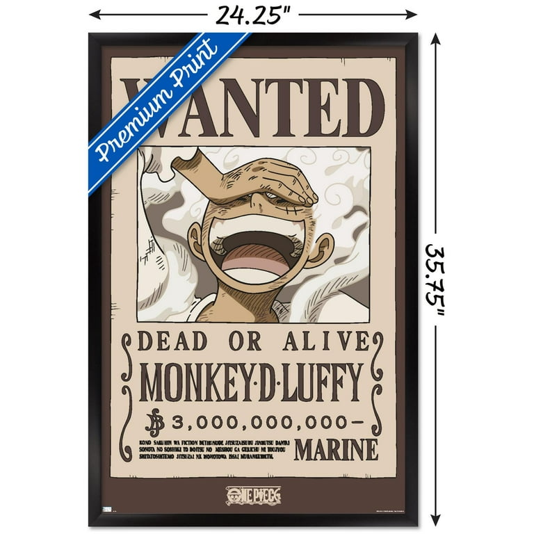 One Piece - Monkey D Luffy Wanted Poster Wall Poster, 22.375