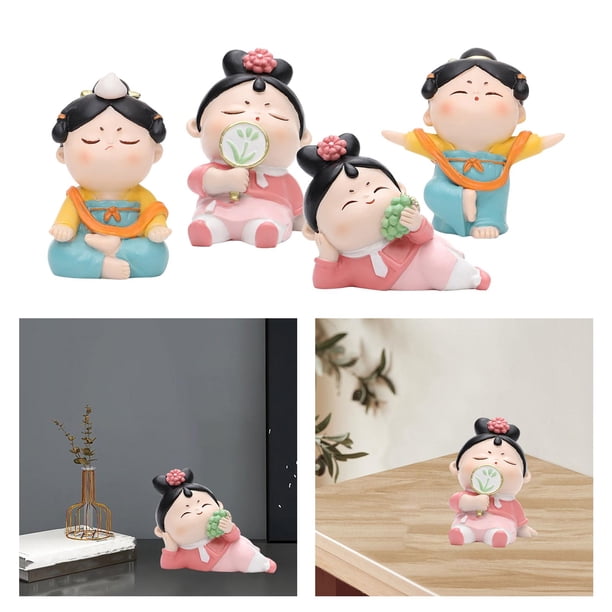 4 Uds Estatua de Escultura China pa Mujer Decoración tesanal de de Interior Cumpleaños Sala de Est Estantería EstiloG perfecl Figurilla