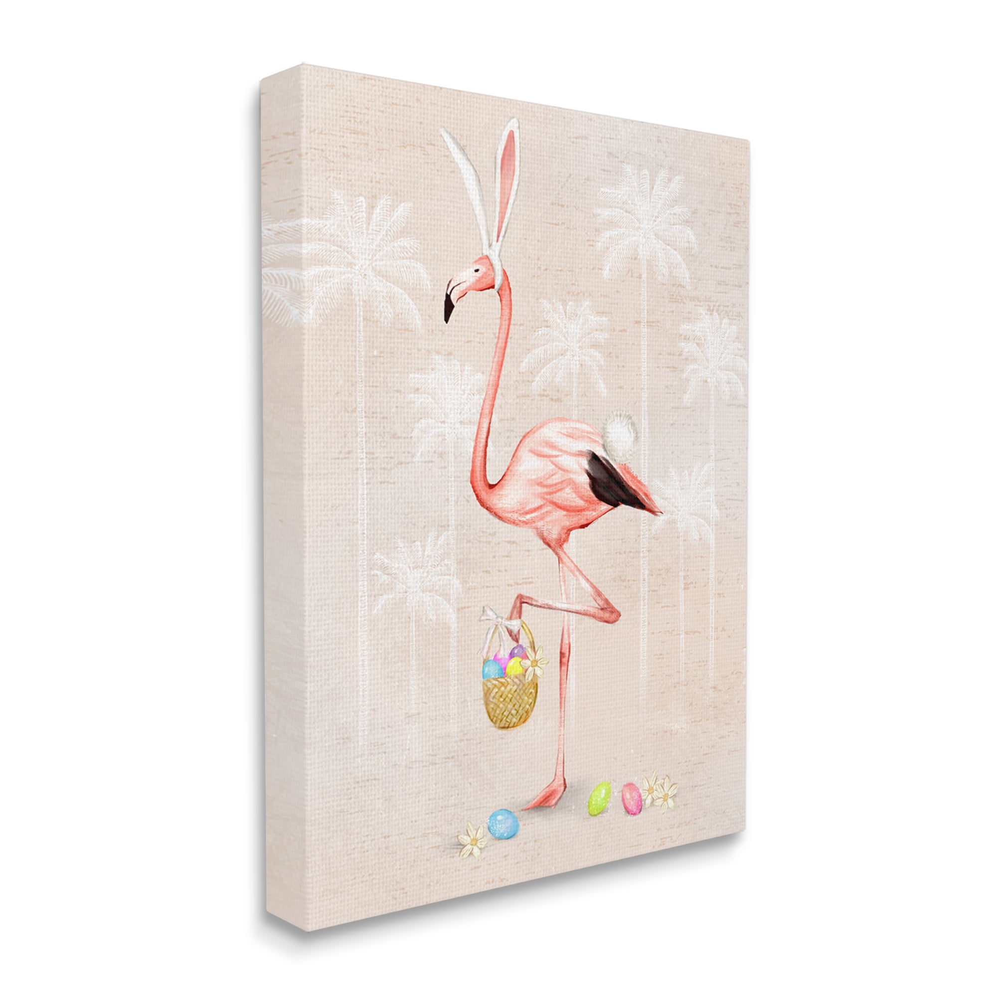 Stupell Industries Easter Flamingo Pink Bird Egg Hunt Basket, 16 x 20,Design by Ziwei Li