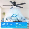 thumbnail image 3 of Ventilador de techo Rayqueen de 132 cm, 5 aspas, motor DC, LED y control remoto, 3 of 8