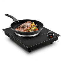 Hot Plate, Single Burner Electric Cooktop, 1500W Electric Burner Hot Plate for Cooking with Adjustable Temperature, Portable Countertop Burner Stainless Steel, Black, New Model