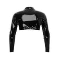 thumbnail image 6 of TiaoBug Men's Shiny Metallic Leather Shrug Crop Tops Muscle Front Zipper Shirts Tops for Stage Show Black 3XL, 6 of 6