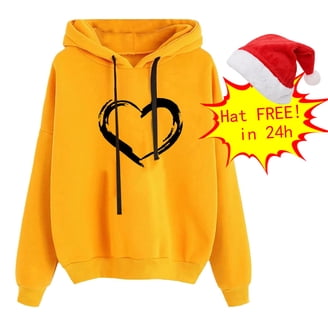 Oversized Comfort Hoodie For Anxiety - Cute Y2K Heart Print Long Sleeve Sweatshirt For Women & Teens