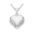 thumbnail image 1 of Lab-Created Opal Heart with Wings Pendant Necklace in Sterling Silver with Chain, 1 of 4
