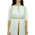 thumbnail image 7 of Phagun Women White Rayon Kurti Lace Work Chic Kurta Zipper Front Slit Tunic - 10, 7 of 7