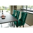 thumbnail image 4 of Nikki Collection Green Velvet Dining Chairs (Set of 2) - Modern Tufted Wood Chairs with Nailhead Trim, Solid Wood Legs, for Dining Room. 25.5"W x 37.4"H., 4 of 15